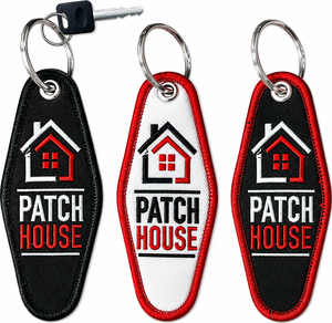 Porte-clés brodé Patch House, forme irrégulière, en tissu toile, appliqué à coudre, cadeau - Product Image 3