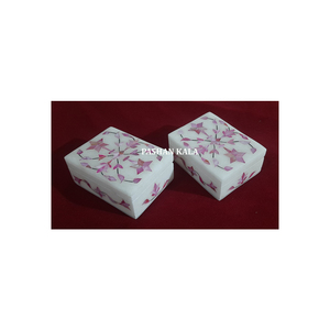 Diseño elegante, forma Rectangular, multicolor, mármol blanco, madre de perla, trabajo de incrustaciones, diseño hecho a mano, cajas de joyería, uso de regalo - Product Image 2