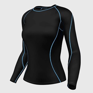 T-shirt de sport respirant pour femme, coupe ajustée, en poly-spandex, compression, anti-transpiration, pour yoga et entraînement, fournisseur en gros direct usine - Product Image 5