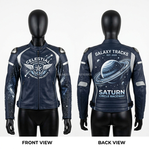 Blouson Moto en Cuir Graphique Hip Hop Années 90 Bleu Pastel et Blanc Street Racing Beats – Manteau de Motard Personnalisé Tendance Urbaine Boutique - Product Image 3