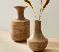 Vase de table en bois de manguier fait main, écologique et durable, avec étiquette personnalisée, tendance 2025, de haute qualité, unique, moderne, décor festif