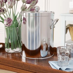 Stainless Steel Ice <b>Bucket</b> <b>with</b> <b>Lid</b> Polished Round Beverage Cooler Tub Rust Resistant Champagne Wine Chiller - Product Image 3