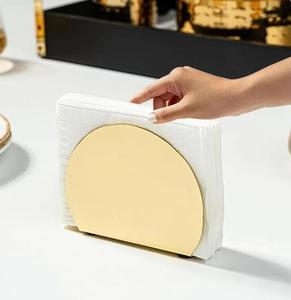 Modern Metal Tissue Box <b>Holder</b> Gold Finish Free Standing Design - Product Image 1