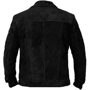 Veste en cuir de qualité supérieure pour homme, style camionneur, en daim, toucher doux, entièrement doublée, daim noir, style jean - Product Image 4