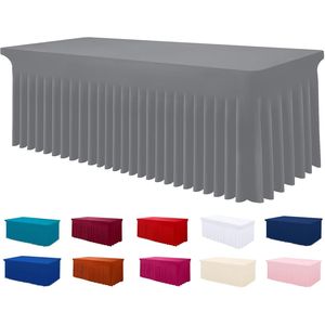 Smiry 6FT Rectangle Waterproof Washable <b>Table</b> <b>Cover</b> Skirt Elastic Fitted Stretch Spandex Disposable Tablecloth - Product Image 4