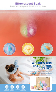 Venta caliente personalizado colorido Soda Salt Bath Fizzies Set Etiqueta Privada baño de burbujas para regalo caja de madera estilo de corte competitivo - Product Image 6