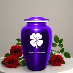 Urne funéraire en métal vert brillant Conception de feuille de trèfle Couleurs personnalisées Prix de gros Pots de cendres commémoratifs pour cérémonies funéraires - Product Image 6