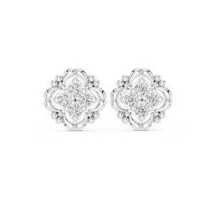 Pendientes de Diamantes de Corte Princesa Plateados de Lujo, Joyería Fina Vintage para Mujer - Product Image 1