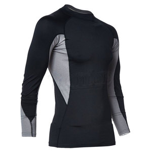 เสื้อรัดรูปแขนยาวสำหรับผู้ชาย สีตัดต่อ แห้งเร็ว 100% โพลีเอสเตอร์ ป้องกันแสงแดด UPF 50+ เหมาะสำหรับกีฬา BJJ MMA - Product Image 4