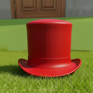 Sombrero de copa rojo de cuero hecho a mano de alta calidad, unisex, con borde curvo audaz, artístico, para festivales. - Product Image 4