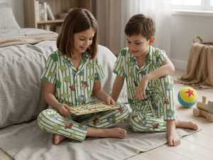 ชุดนอนเด็กผู้หญิงสีชมพู ผ้าฝ้าย แขนสั้น สองชิ้น ผลิตที่เวสต์เบงกอล - Product Image 2