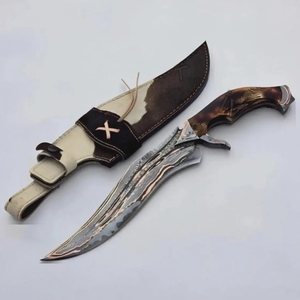 Couteaux de chasse en acier Damas avec lames soudées à motifs, poignées confortables, couteaux d'extérieur faits à la main pour OEM - Product Image 4