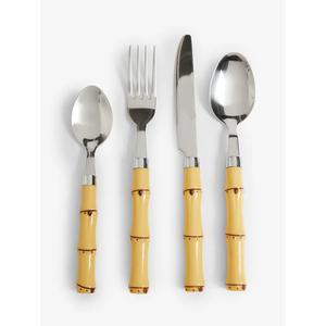 Juego de cubiertos de cocina de acero inoxidable de diseño moderno con mangos de madera natural y resina blanca, vajilla para hotel a precio de fábrica. - Product Image 3