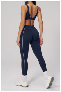 Conjunto Deportivo de Dos Piezas para Mujer, Nylon Sin Costuras, Bra con Talle Alto y Pantalones Acampanados, para Yoga y Fitness - Product Image 4