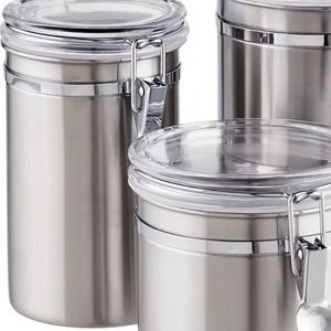 Most Selling Stainless Steel Airtight Storage <b>Jars</b> with Glass Lids and Clip Locks for Kitchen Use - Product Image 4
