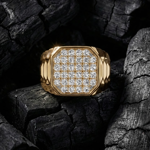 Bague de mariage pour homme en or massif 18 carats avec gros diamant naturel, design tendance et bijoux fins - Product Image 4