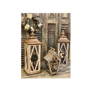 Farol de Madera Rústico con Paneles de Vidrio Transparente y Asa de Cuerda, Decoración Rústica para el Hogar - Product Image 4