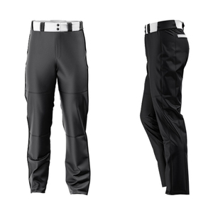 Pantalon de baseball noir en polyester pour homme, respirant, à séchage rapide, avec braguette boutonnée, couleur unie, coupe droite pour adulte - Product Image 2