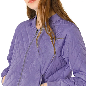 Veste bomber d'hiver en toile respirante tricotée de haute qualité, manches longues, coque en polyester, doublure en spandex, veste bomber pour femmes - Product Image 6