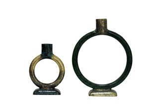 Portavelas Metálicos Rústicos con Acabado Verde Dorado, Diseño de Anillo Redondo, Soporte Decorativo para Velas, Centro de Mesa para Decoración del Hogar - Product Image 3