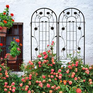 Set di 2 tralicci da giardino in metallo nero da 220 cm x 50 cm, antiruggine, per piante rampicanti, recinzioni e cancelli - Product Image 3