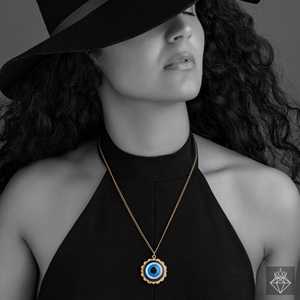 Collar con colgante de moda de ojo malvado magnífico PRAO - Product Image 2