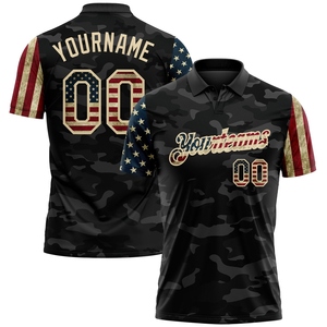Wholesale Direct OMMIZ INDUSTRY Custom Gray Crimson-White 3D American Flag Splash <b>Flame</b> Skull Bowling Performance Polo <b>Shirt</b> - Product Image 3
