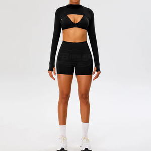 Conjunto de Yoga Térmico de 2 Piezas para Mujer, Shorts de Cintura Alta con Efecto Levanta Glúteos, Transpirable, Ligero, Ecológico, Tallas Grandes - Product Image 5