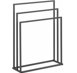 Séchoir à linge 2 niveaux pour la maison, porte-serviettes de salle de bain en métal noir moderne, porte-serviettes sur pied - Product Image 5