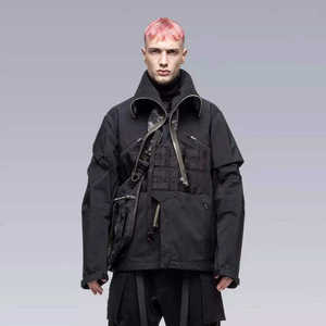 Veste tactique pour homme, veste coupe-vent imperméable, multi-poches, streetwear urbain fonctionnel, veste cargo cyberpunk ninja - Product Image 1