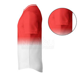 NOUVEAU Maillot de baseball pour homme YOU SPORTS rouge et blanc uni, manches courtes, col de baseball, 100 % polyester, vêtements de sport anti-transpiration - Product Image 4