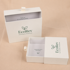Custom Eco-Friendly Art Paper <b>Square</b> Gift Box Gold Foil Hot Stamping Ribbon Handle Jewelry Sliding Drawer Storage UV Coating - Product Image 2