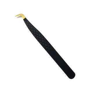 Pince à épiler de précision en acier inoxydable durable, pointe lisse 10 mm, pour application de faux cils volume, emballage personnalisable - Product Image 1