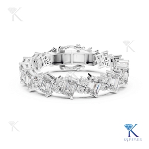 Mixed Cut Emerald Round Diamond Tennis <b>Bracelet</b> 14K <b>Solid</b> Gold Fine Unisex Luxury Jewelry Party Gift Manufacturer Wholesale - Product Image 2