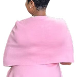 Women Pink Cape Sleeve Peplum Top and Pencil <b>Skirt</b> Set Elegant Button Detail Two Piece Formal Office Wear Ladies Business - Product Image 3