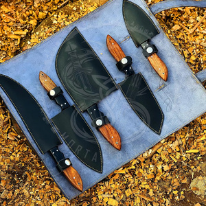 ชุดมีดเชฟสแตนเลสขายดี พร้อมด้ามไม้และอุปกรณ์เสริม มีดทำครัวด้ามจับโค้งมน ชุดมีดครัว - Product Image 6