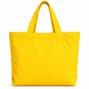 Sac fourre-tout en toile jaune, couleur unie, style minimaliste, sac de shopping toutes saisons - Product Image 3