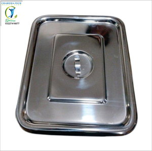 Plateau de Stérilisation Réutilisable en Acier Inoxydable de Grande Taille pour Instruments Dentaires et Hospitaliers avec Couvercle de Protection - Product Image 1