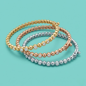 Real Diamond Classic 18k Solid White Gold Round Figure 8 Lock Bangle for Engagement Gift - Product Image 1