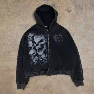 Ensemble de survêtement streetwear unisexe vintage délavé à l'acide, impression sérigraphiée vieillie, coupe ample et épaisse, grandes tailles - Product Image 2
