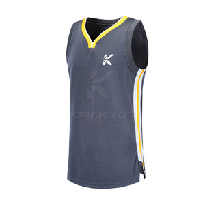 Nouveau design respirant à séchage rapide, maillot de basket-ball pour hommes, personnalisable, haute qualité, 100% polyester, col en V, sans manches - Product Image 2