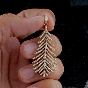 Christmas <b>Tree</b> Pendant Charm Luxury Unisex Jewelry Round Brilliant Cut Natural Diamonds Gold Plated Everyday Wear Charm - Product Image 1