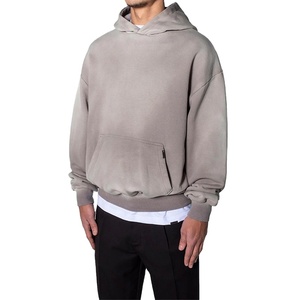 High Quality Cotton Oversize <b>Thick</b> <b>Fleece</b> Drop Shoulder Plain Pullover Fit Sweatshirt Custom Acid Washed Men Hoodie - Product Image 5