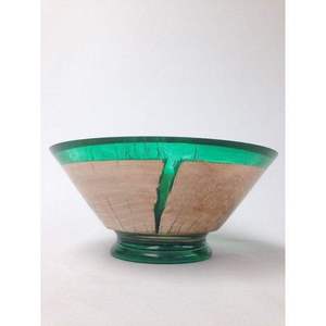 Bol en bois moderne de luxe écologique pour occasions spéciales, incrustation en résine verte, design Wabi Sabi, pour servir les aliments, offrir en cadeau, bol décoratif - Product Image 1