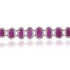 18K Rose Gold <b>Ruby</b> and Diamond Tennis <b>Bracelet</b> Oval Cut <b>Ruby</b> Link <b>Bracelet</b> Luxury Fine Jewelry for Women - Product Image 2
