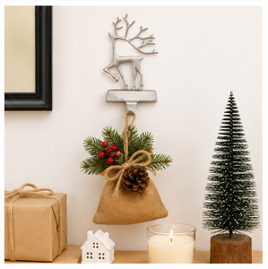 High Quality Modern Silver Reindeer Christmas <b>Stocking</b> <b>Holder</b> For Mantel Heavy Duty Metal Fireplace <b>Stocking</b> Hanger With Weight - Product Image 6