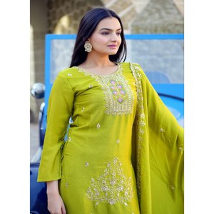 Conjunto de traje de diseñador para mujer con bordado Pent y Dupatta Trabajo bordado elegante - Product Image 4