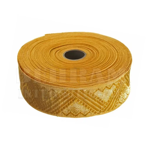 Vente en gros de dentelle métallique dorée écologique, tresse décorative en jacquard pour vêtements, costumes et accessoires - Product Image 1
