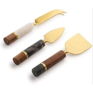Juego de cuchillos para queso de acero inoxidable con mangos de madera de acacia, cortador, esparcidor y tenedor para tabla de charcutería y cocina - Product Image 2