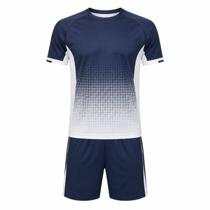 Conjunto de Camiseta y Pantalones Cortos de Pickleball para Hombre, Color Azul Marino y Blanco con Degradado Estampado por Sublimación, Transpirable, de Secado Rápido, Cintura Elástica, Ajuste Atlético - Product Image 2